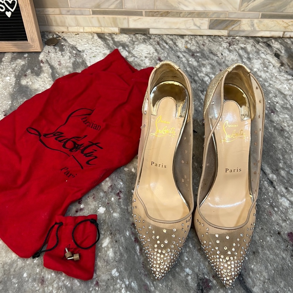Christian Louboutin Follies Strass Suede Size 38